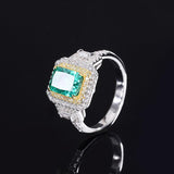 925 Sterling Silver 6x8mm Simulated Gemstone Jewelry Pave CZ Accents Ring Rydian Cut - lanciashow