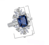 925 Sterling Silver Jewelry Created Emerald Ruby Sapphire Women's Engagement Ring - lanciashow