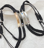 Titanium Steel Couple Bracelet for Lover Custom Engraving Braided Rope Wrist For Men Women - lanciashow