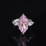 Lab Created Pink Diamond Promise Ring For Women Lady Bridal Rydian Cut Marquise Shape Gem - lanciashow