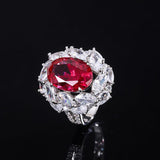 925 Sterling Silver Red Created Ruby Blue Sapphire Women's Cocktail Engagement Ring - lanciashow