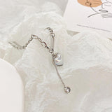 Lariat Heart Y Drop Necklaces for Women Stainless Steel Jewellery With Synthetic Pearl - lanciashow