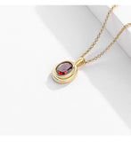 925 Silver Yellow Gold Plated Jewelry Red Green Cubic Zirconia Pendant Chain Necklace - lanciashow