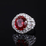 Solid 925 Sterling Silver Luxury Ring for Women with Simulated Ruby, Sapphire & Clear CZ Stone - lanciashow