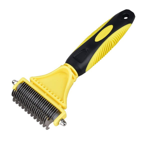 Pet Grooming Tool - 2 Sided Undercoat Rake for Cats & Dogs-Safe Dematting Comb for Easy Mats & Tangles Removing - lanciashow