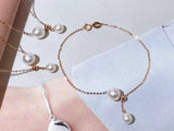 18K Gold Fresh Water Pearl Chain Bracelet Fine Jewelry 6-6.5mm - lanciashow
