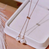 18K Gold Chain Necklace With Freshwater Pearl 7.5-8mm - lanciashow
